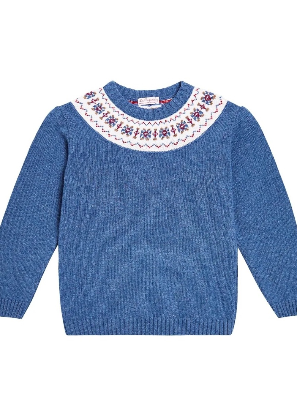 La Coqueta Boys 7-8 Blue Fair Isle Knit Sweater